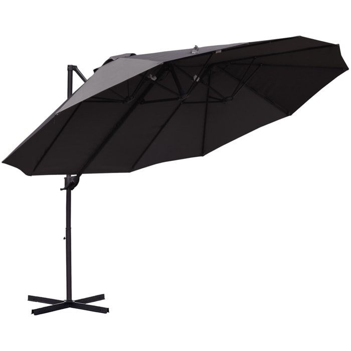 Sombrilla Doble Parasol de Acero 270x460x250cm Gris