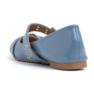 Ballerina a punta con doppia fibbia - BLU