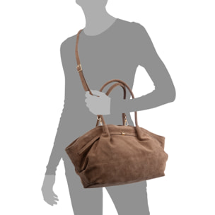 Baradili borsa a spalla donna. Pelle scamosciata autentica.