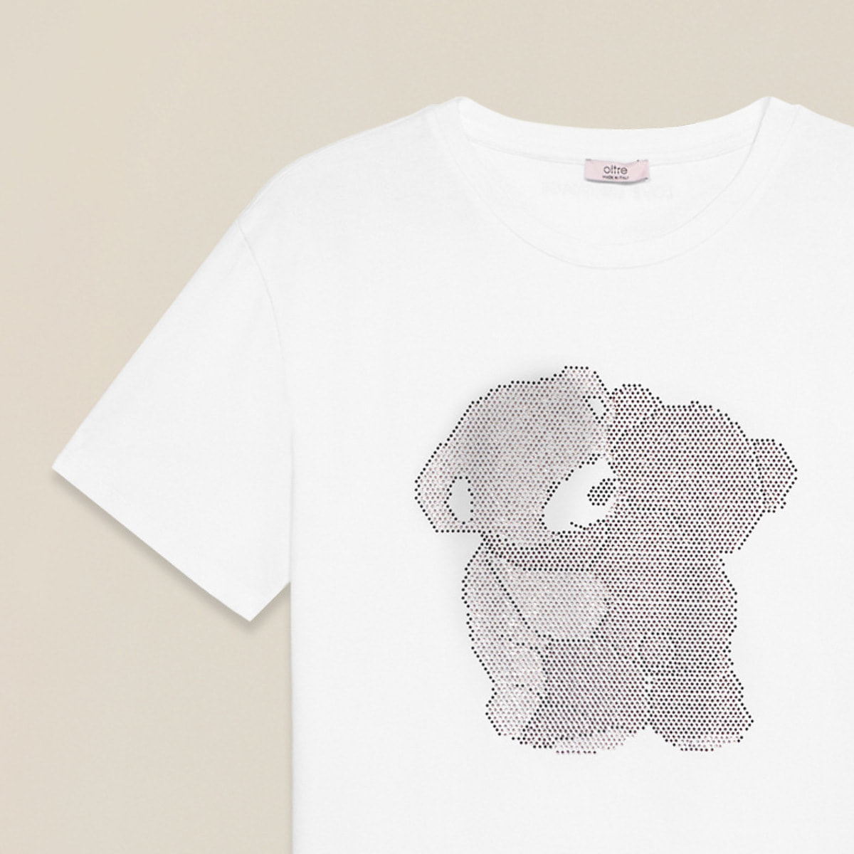 Oltre - T-shirt in jersey con micro cristalli - Bianco