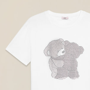 Oltre - T-shirt in jersey con micro cristalli - Bianco
