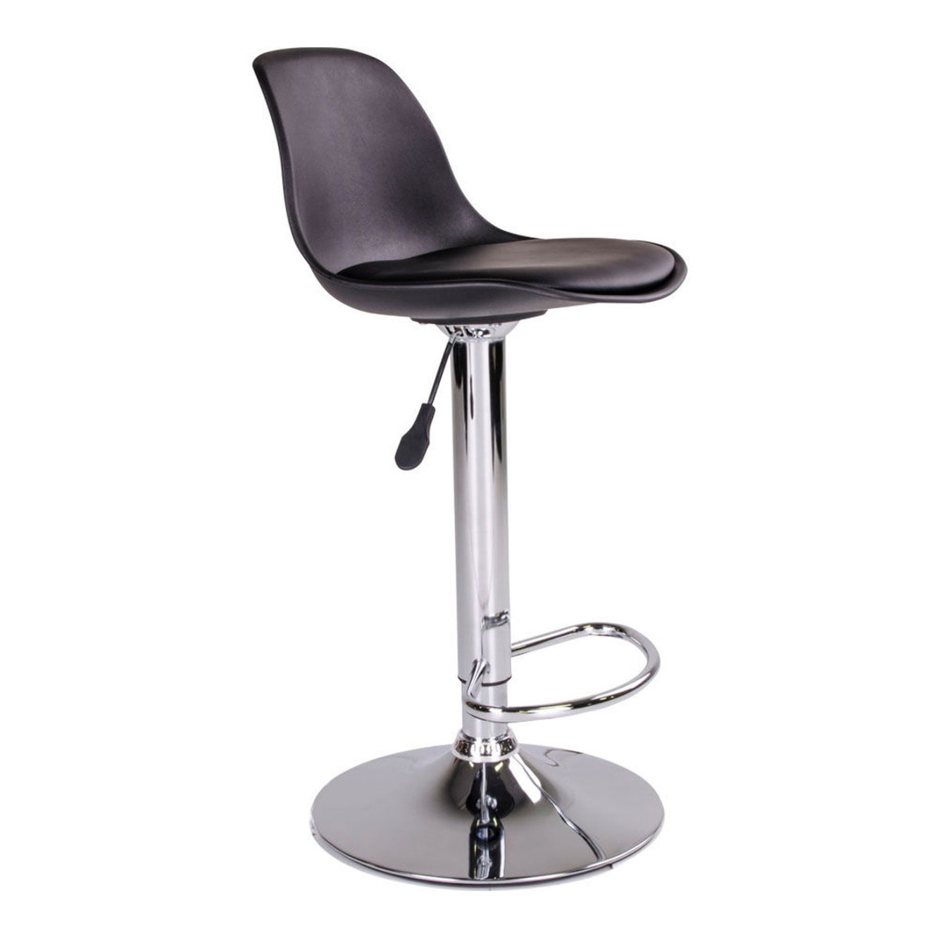 Set 2 sgabelli da bar Trondheim regolabile in ecopelle nera con base cromata