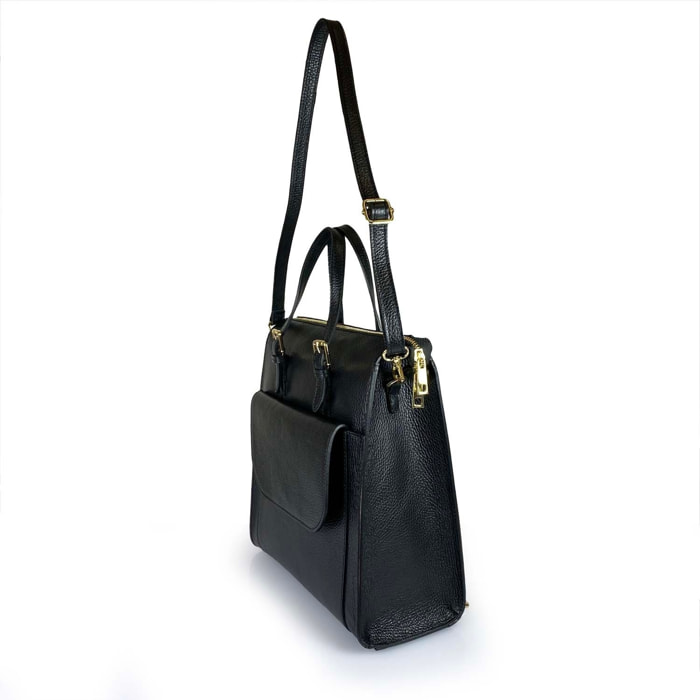 Borse Donna colore Nero-in pelle Made in Italy 27 x 31 x 13cm