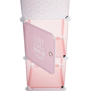 Casiers de rangement enfant "Colonne" rose 34x139cm