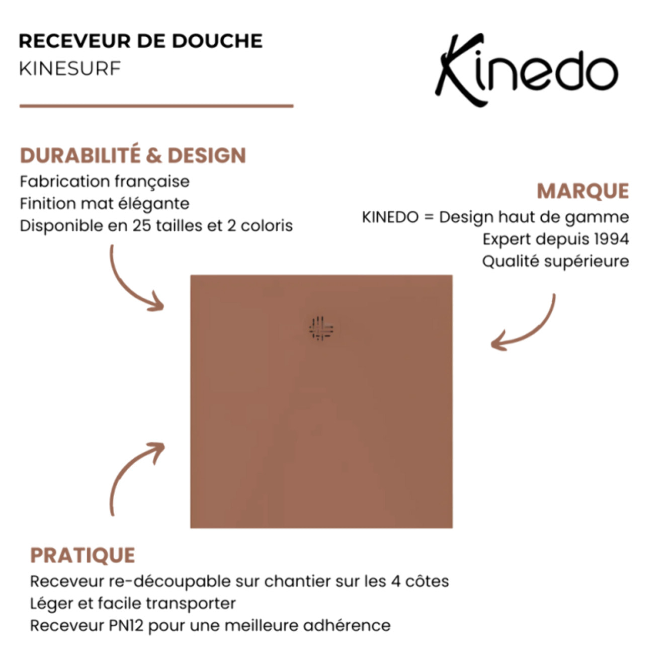 Receveur KINEDO Kinesurf Nova 140X100 Lin mat