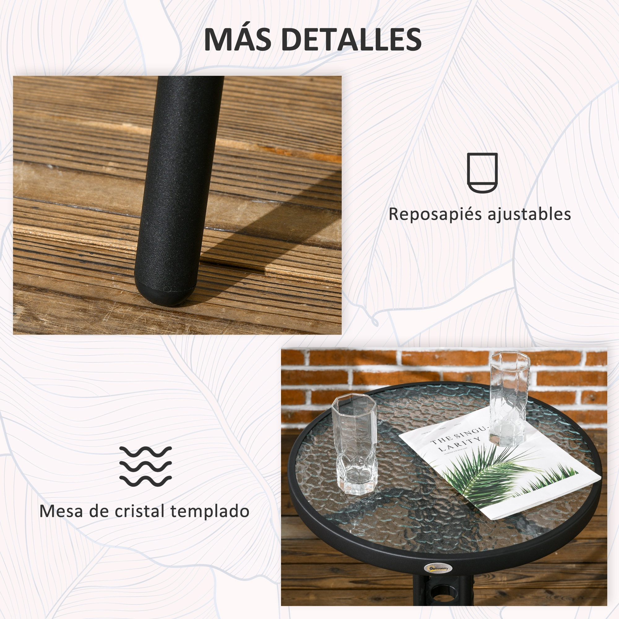 Conjunto de Mesa y 2 Sillas de Jardín Juego de 3 Piezas Sillas y Mesa de Ratán con 2 Sillas Apilables y 1 Mesa de Centro Redonda para Terraza Césped Balcón Marrón