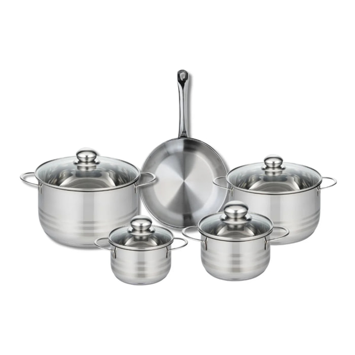Ensemble de 1 Poêle de cuisson 24 cm et 4 faitouts 14, 16, 20 et 24 cm Elo Profi Brillant
