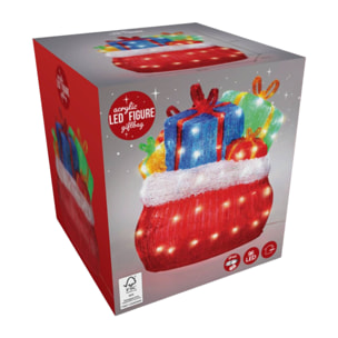 Decoración navideña de bolsa de regalos con 96 luces led blancas 32x32x35cm