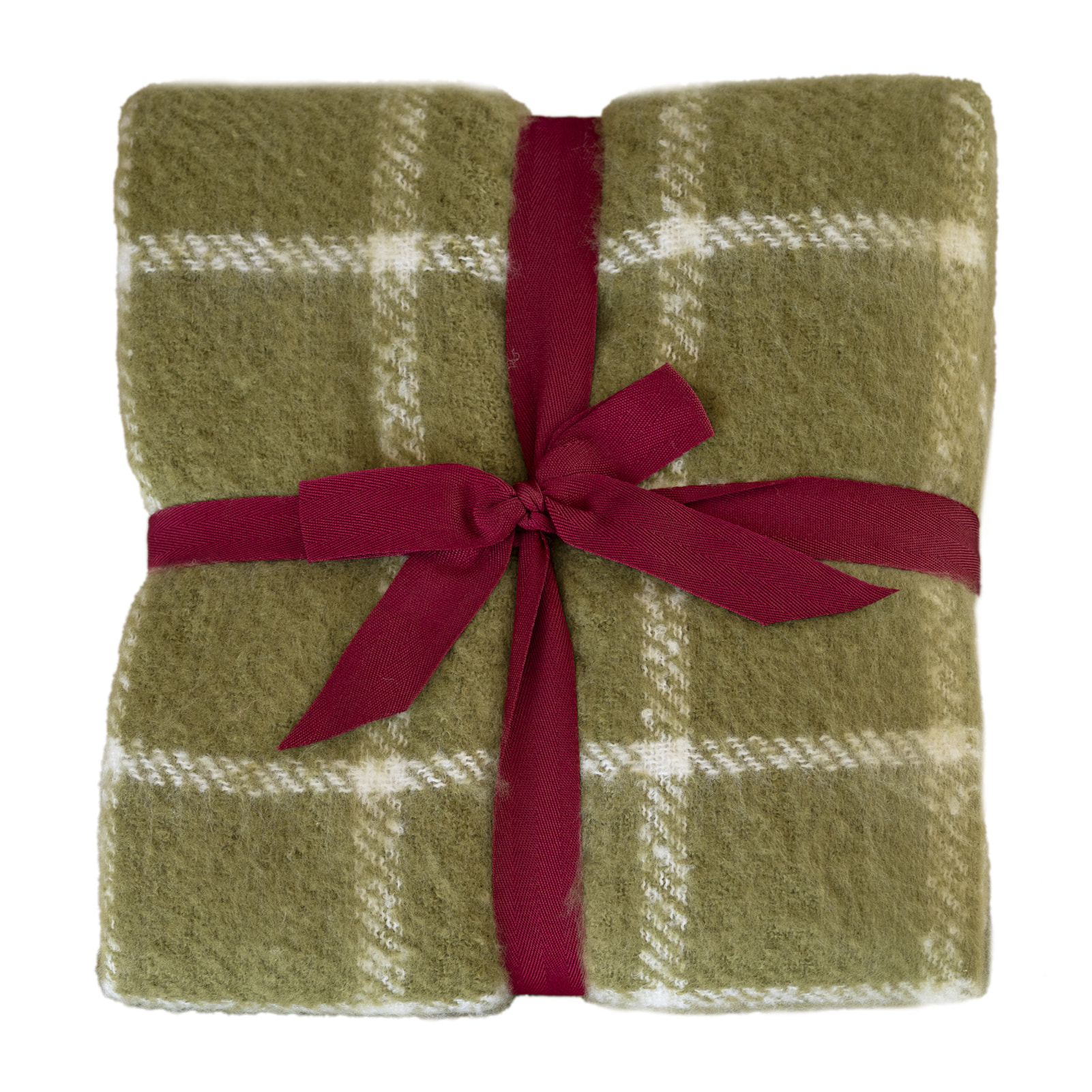Plaid à carreaux aspect mohair avec franges - Vert
