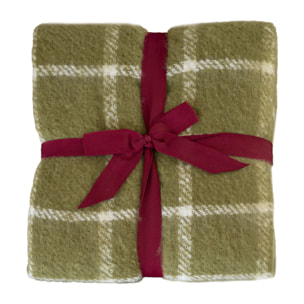 Plaid à carreaux aspect mohair avec franges - Vert