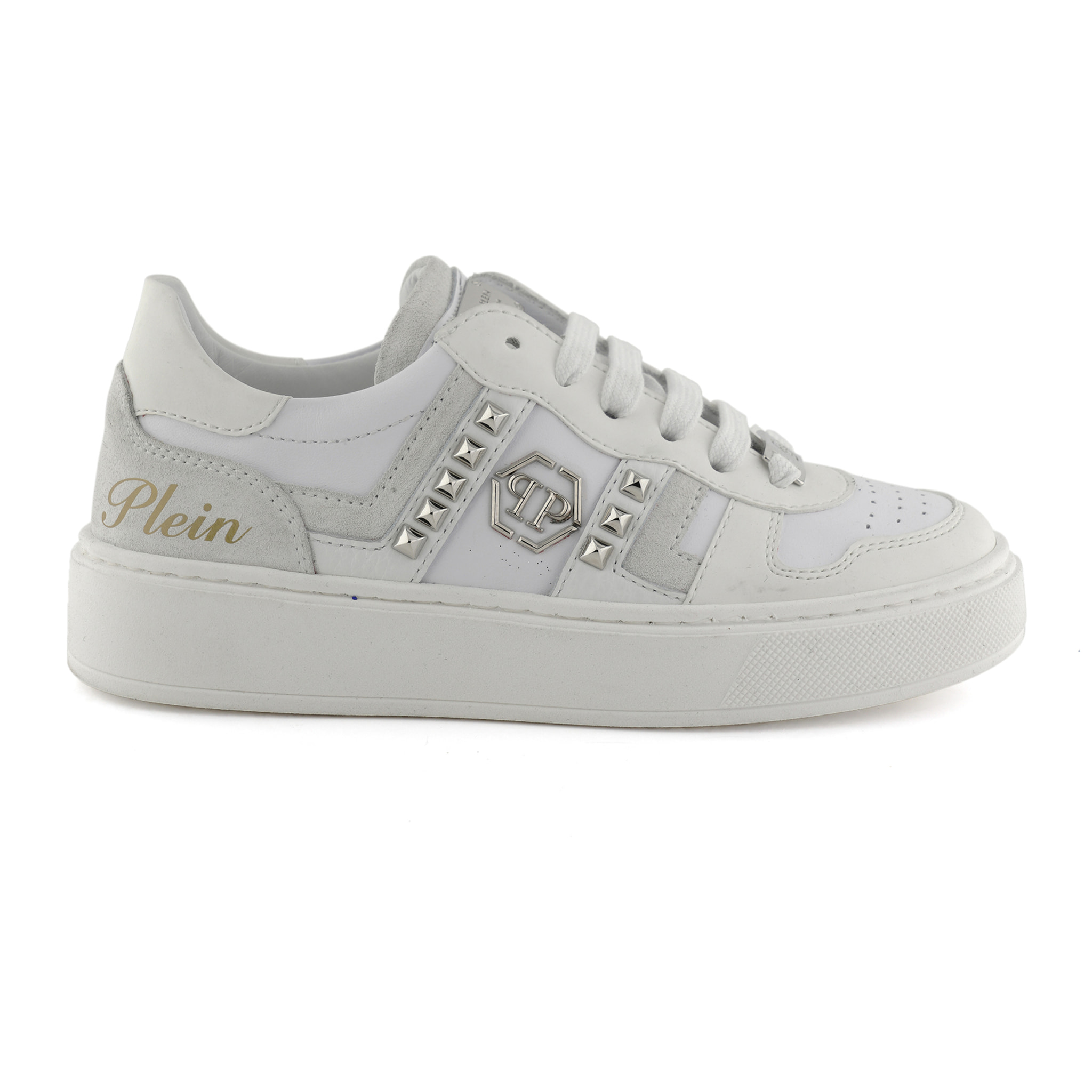PHILIPP PLEIN Mix Materials Low-Top Sneakers with Studs