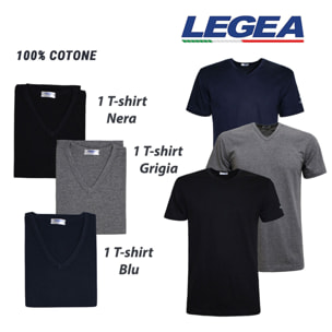 3 T-Shirt Uomo LEGEA Art. 830 Scollo V Assortito