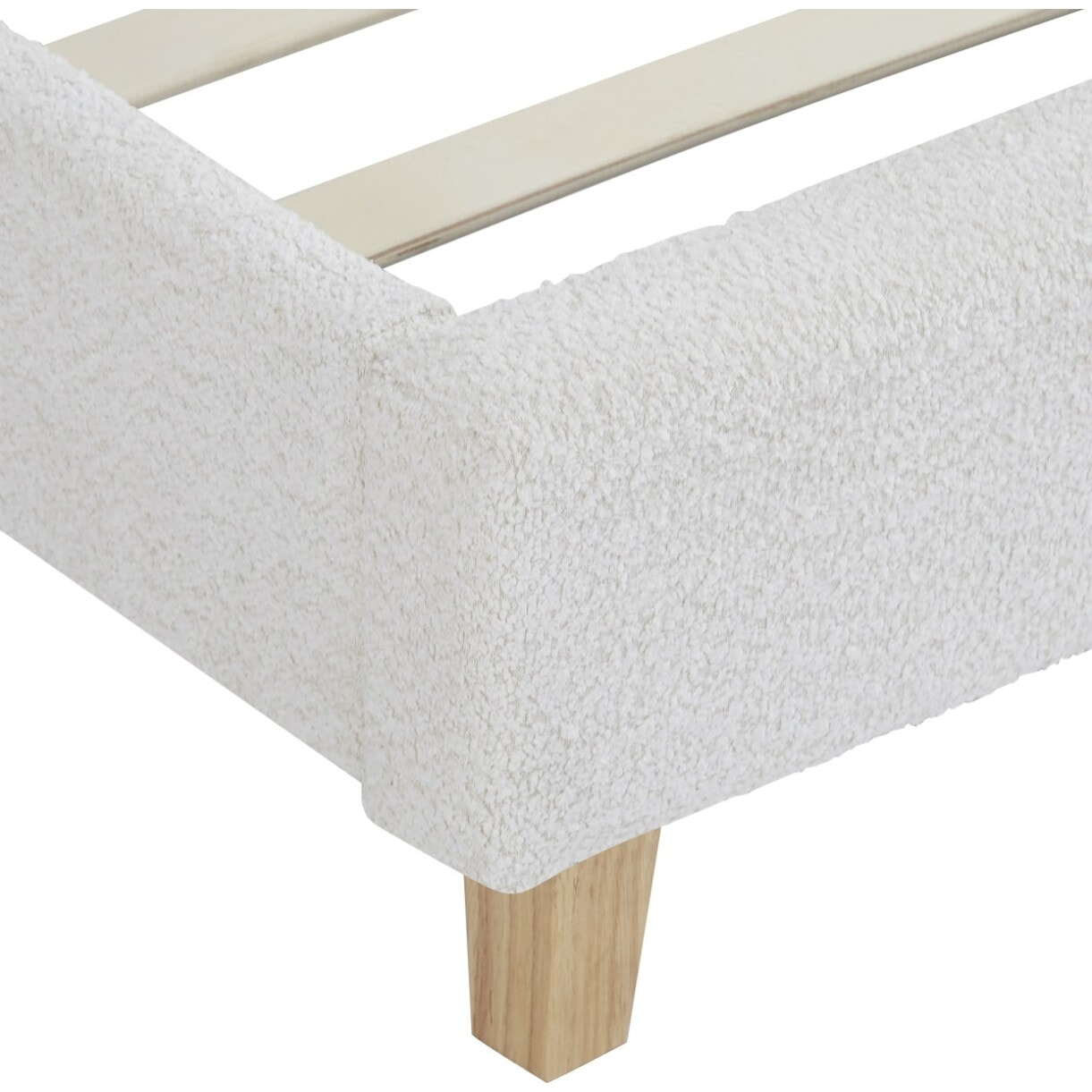 Lit avec tête de lit en tissu bouclé - MILO