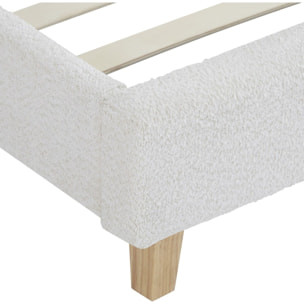 Lit avec tête de lit en tissu bouclé - MILO