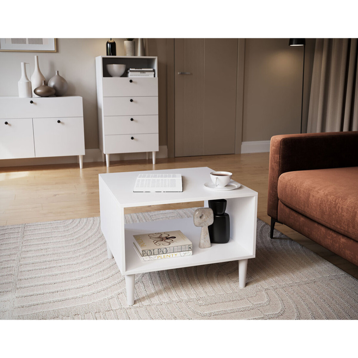 Gaby - table basse - blanc - 1 niche - 60 cm - Blanc