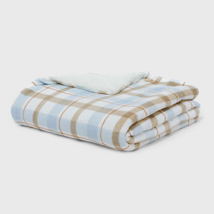 Manta sherpa Cuadro Noric celeste