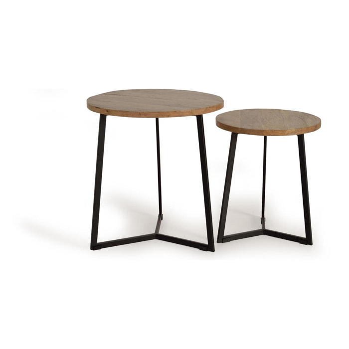 Set de 2 mesas de centro - Madera de Mango y Metal