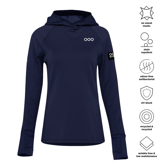 Sudadera con capucha para mujer ECOON Course du Sanglier - Azul Marino
