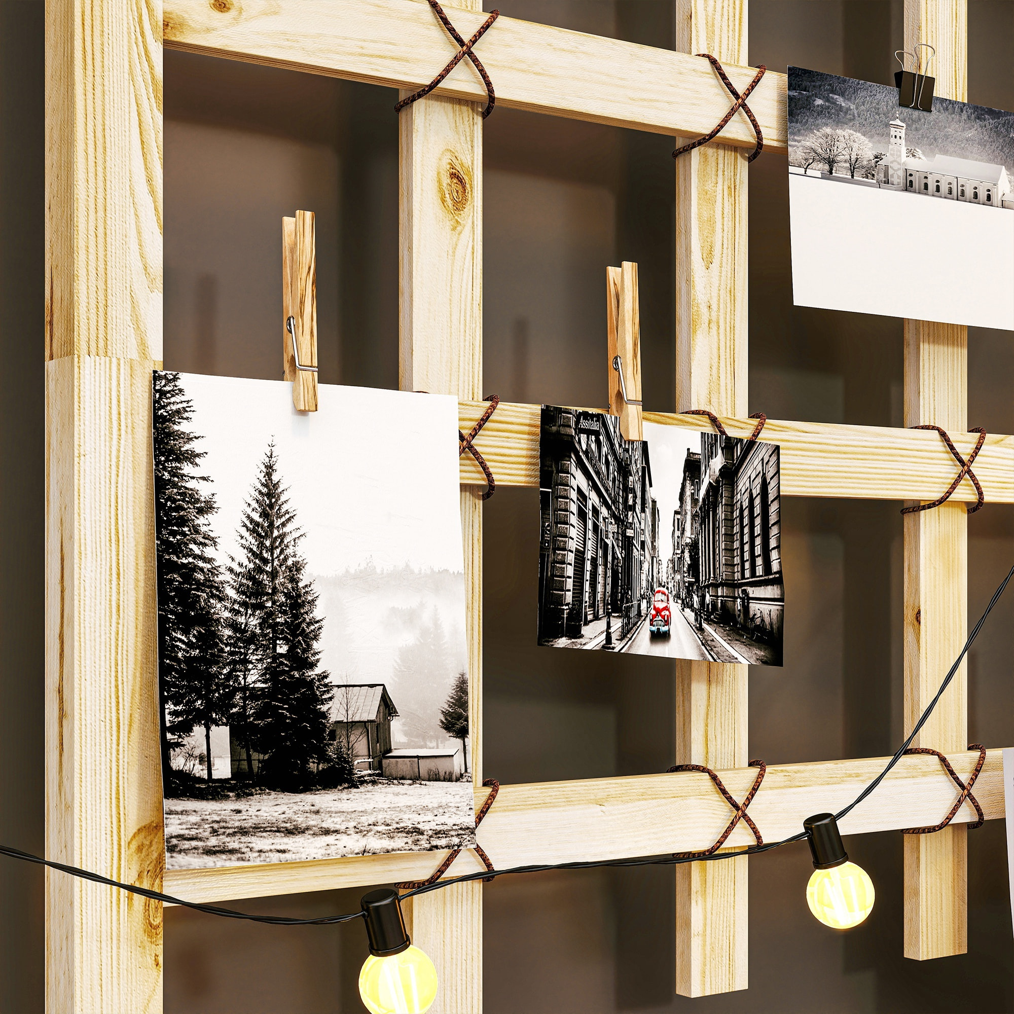 Jardinière treillis haut H.186 cm mobile bois sapin pré-huilé