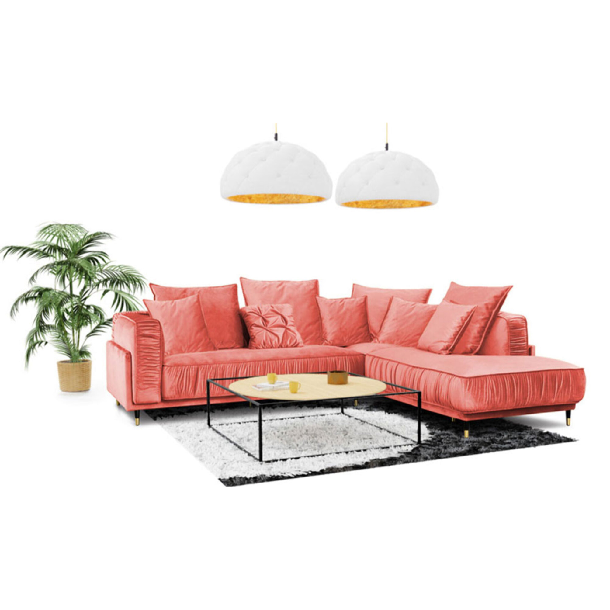 Canapé Velours Angle droit Fiorenzo - 4 Places