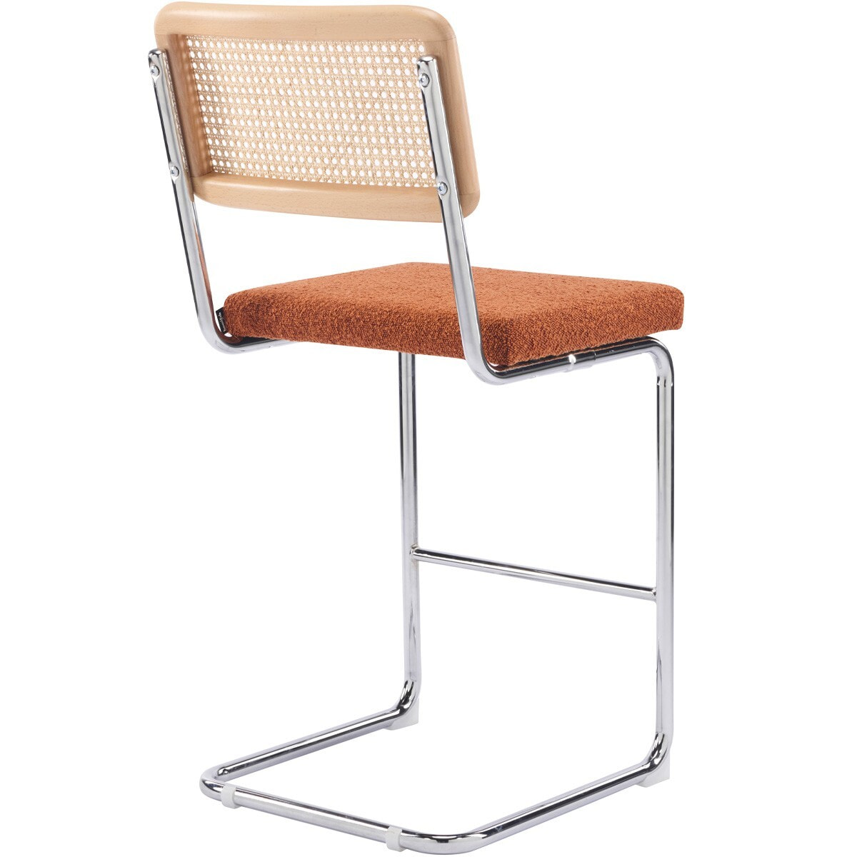 Lot de 2 tabourets de bar en cannage et tissu bouclé - MUSE