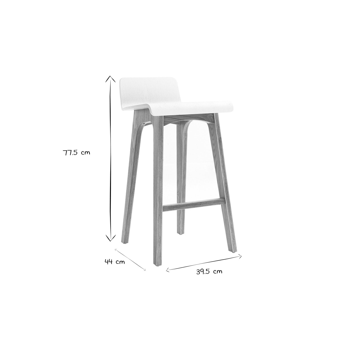 Tabourets de bar scandinaves bois clair et blanc H65 cm (lot de 2) BALTIK