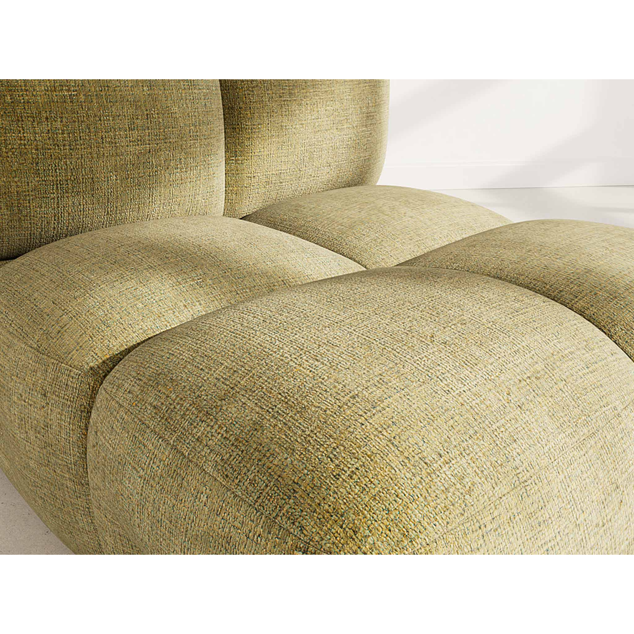 Grace - module d'assise en velours texturé - Vert Olive