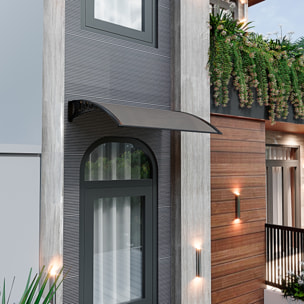 Pensilina Per Copertura In Policarbonato Alveolare Tettoia Modulabile Per Esterno Porte Balcone Finestre Elegante Resistente Fumè 100 x 120 cm