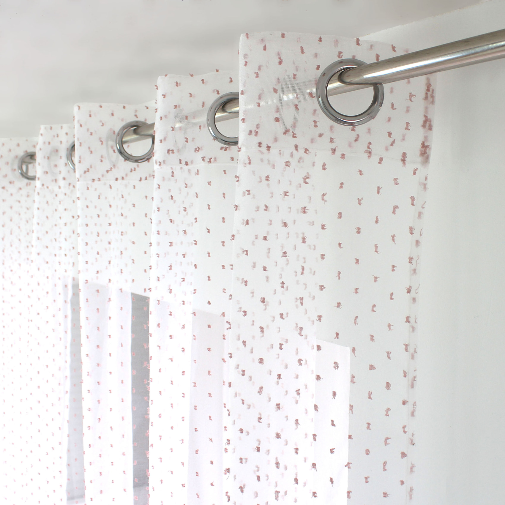 Voilage plumetis en organza avec œillets - Vieux rose