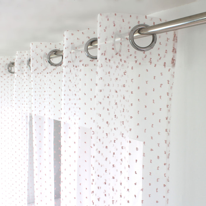 Voilage plumetis en organza avec œillets - Vieux rose