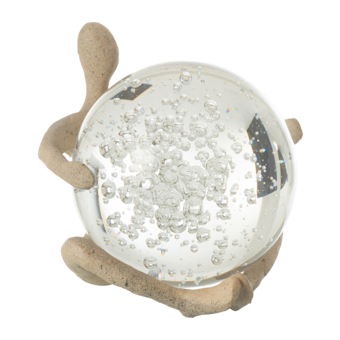 J-Line décoration Figurine Boule - polyrésine/cristal - beige