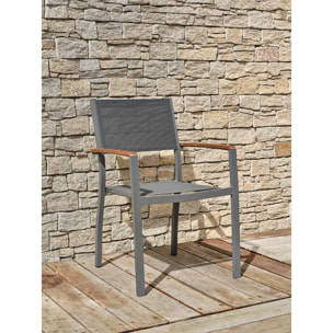 ORSINO - Fauteuil de jardin alu et acacia - Gris anthracite