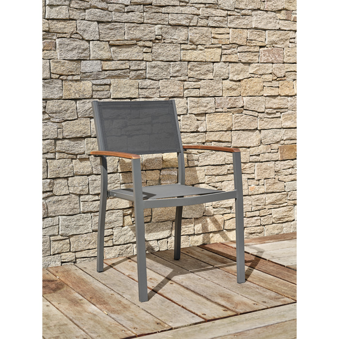 ORSINO - Fauteuil de jardin alu et acacia - Gris anthracite