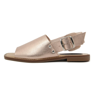 Sandalo flat vera pelle Made in Italy Donna colore Cipria- Tacco 1,5 cm