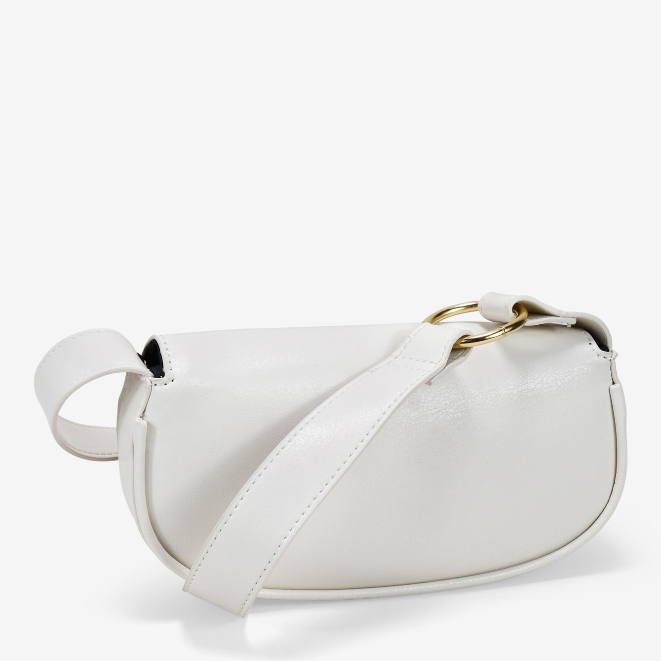 Bolso mini blanco de hombro con solapa