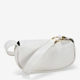 Bolso mini blanco de hombro con solapa