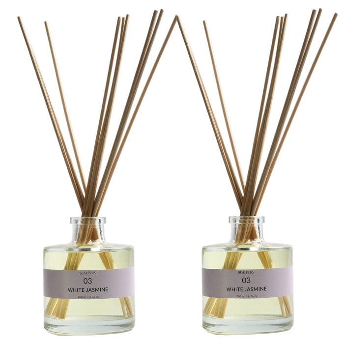 Set de 2 difusores mikado de 200ml aroma jazmín blanco scalpers
