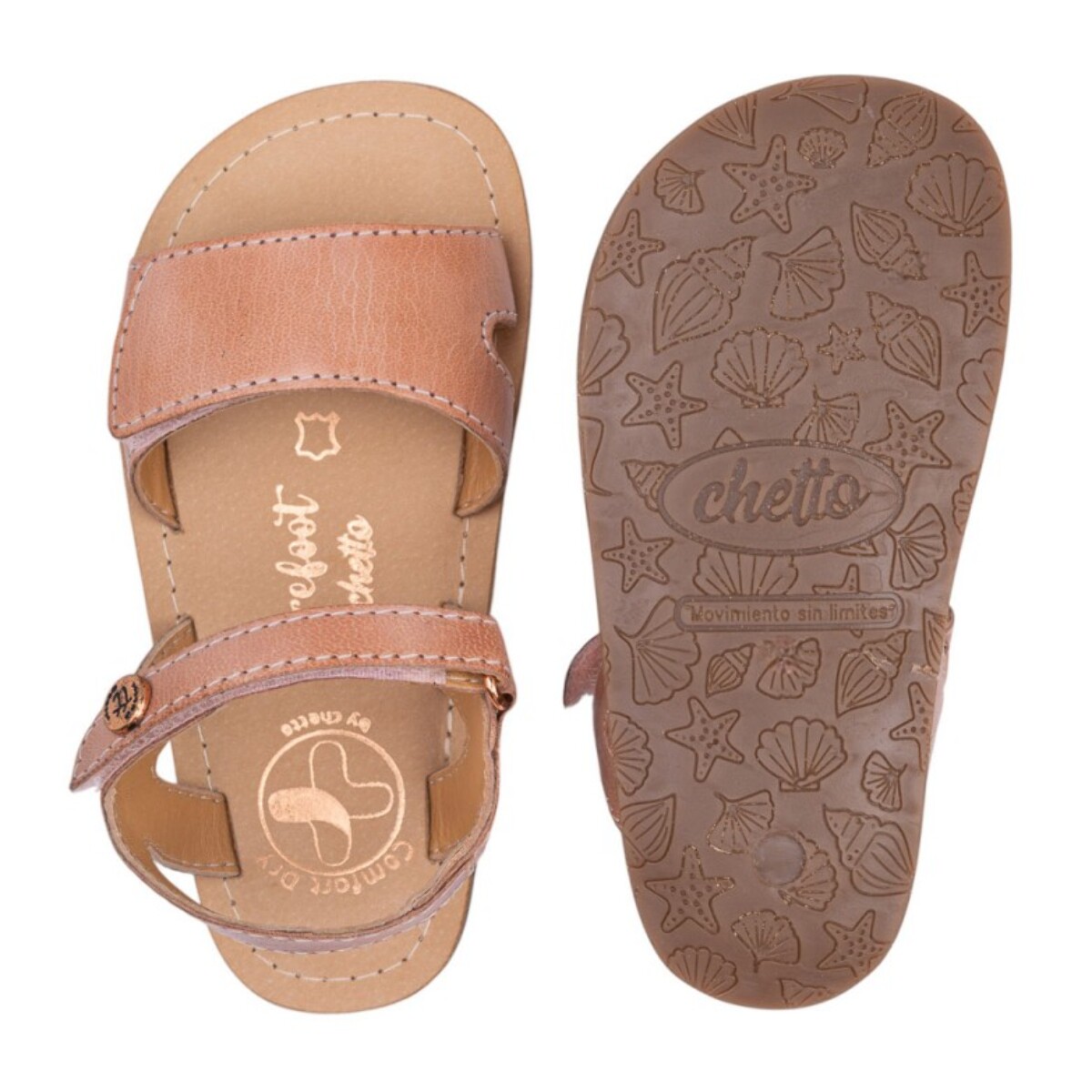 SANDALIA BAREFOOT PIEL CHETTO ESTILO CLÁSICO ROSA