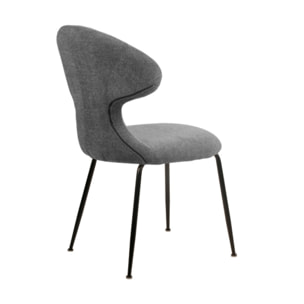 Chaise en tissu doux avec piètement en métal noir - SILVIO