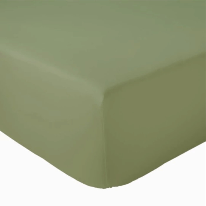 Drap Housse coton bonnet 23 cm fabriqué en France - Vert mousse