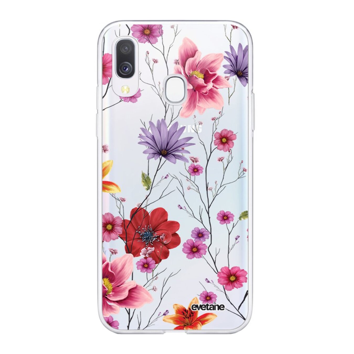 Coque Samsung Galaxy A40 360 intégrale transparente Fleurs Multicolores Tendance Evetane.