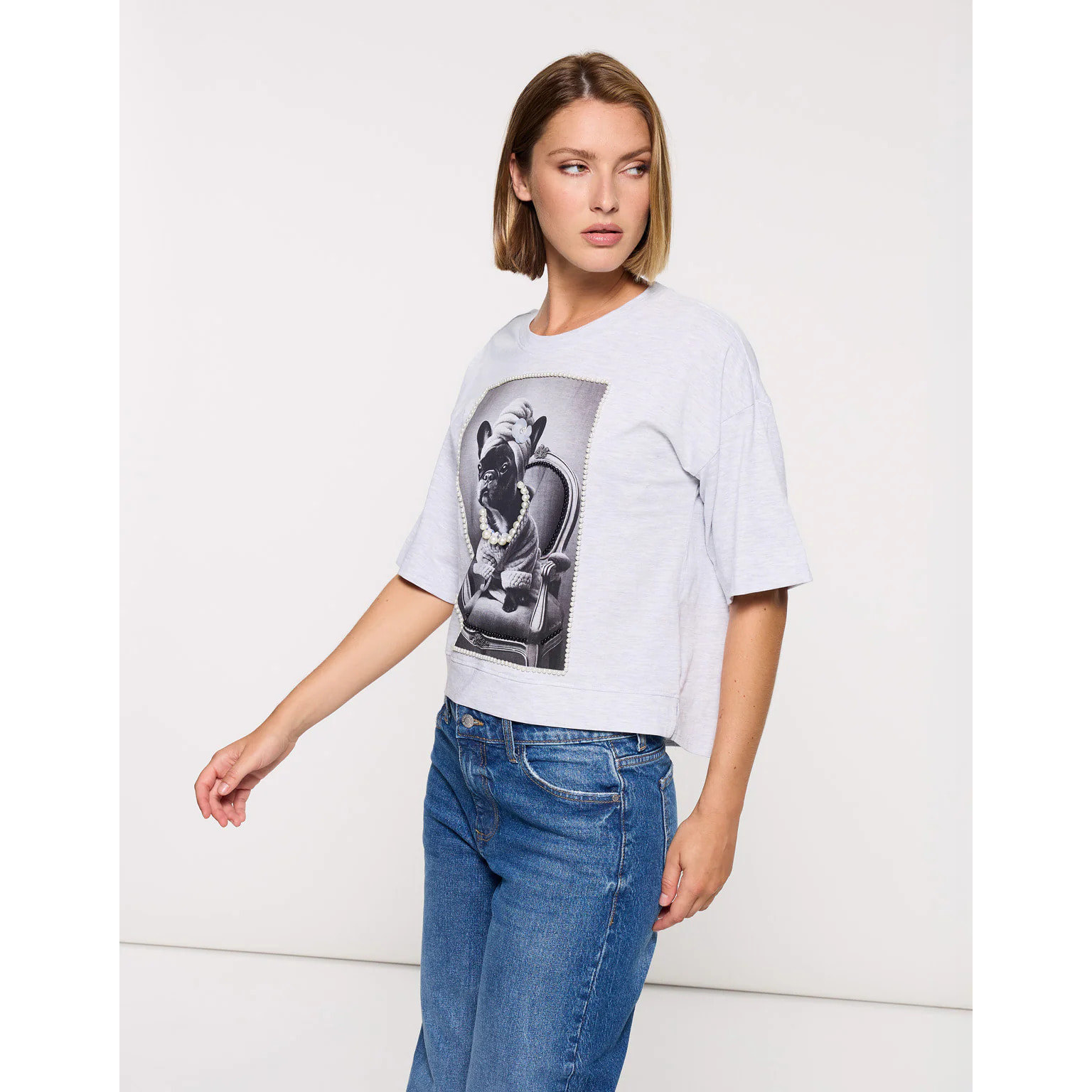 Camiseta Manga Corta Gris Claro - Dogy