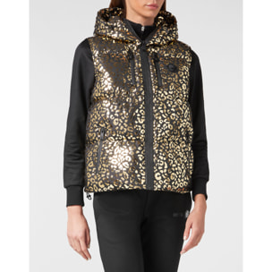 PLEIN SPORT Down Vest LEOPARD