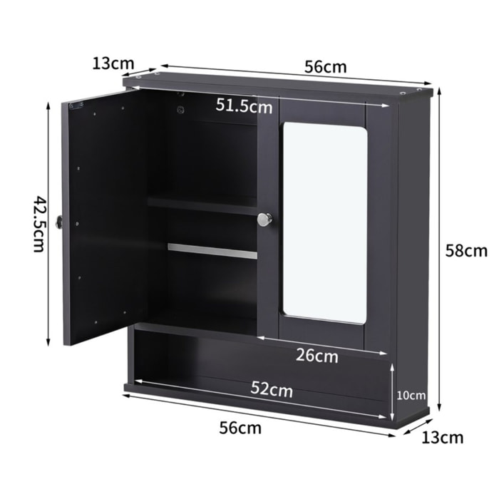 Specchiera bagno contenitore grigia 56x13x58 - Joyce