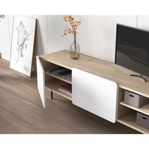 Bajo tv Biscuit roble claro y blanco 54x180x44 cm