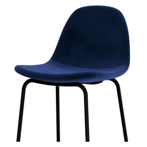 Lot de 2 chaises de bar en velours bleu foncé 75 cm - Henrik