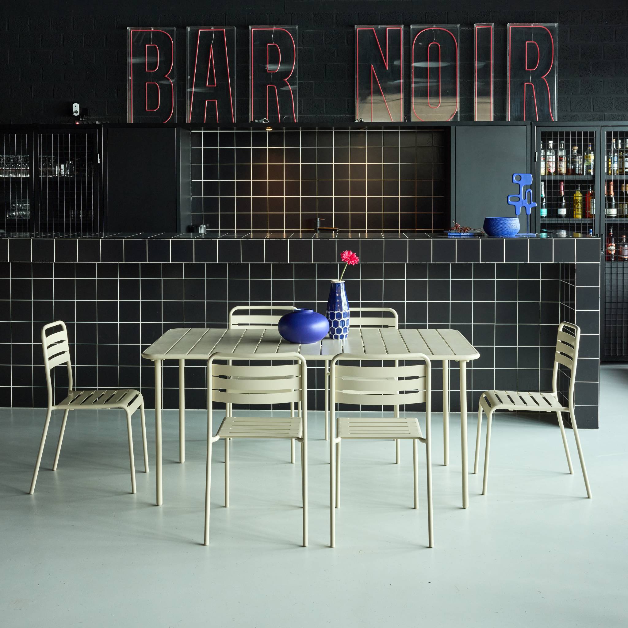 Table de jardin métal + 6 assises AMÉLIA