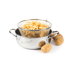 Casserole à frire avec panier Excelsa- Friggi', Acier Argenté