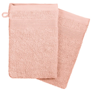 Lot de 2 gants de toilette - coton 450 gr/m² - rose 15x21 cm
