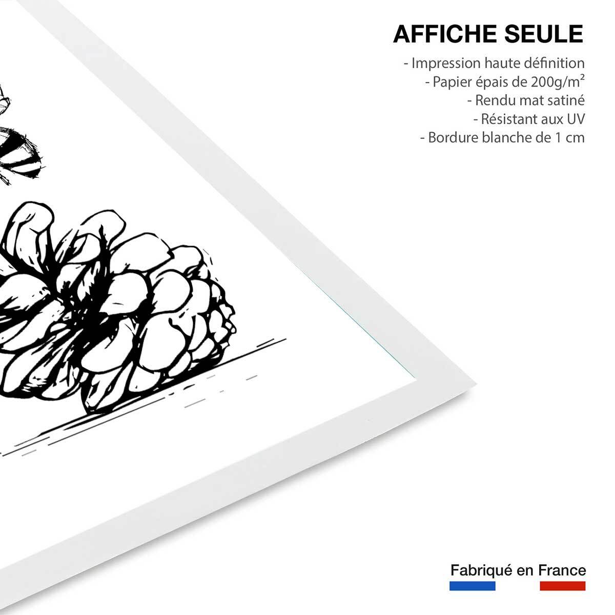 Poster pomme de pins et abeille Affiche seule